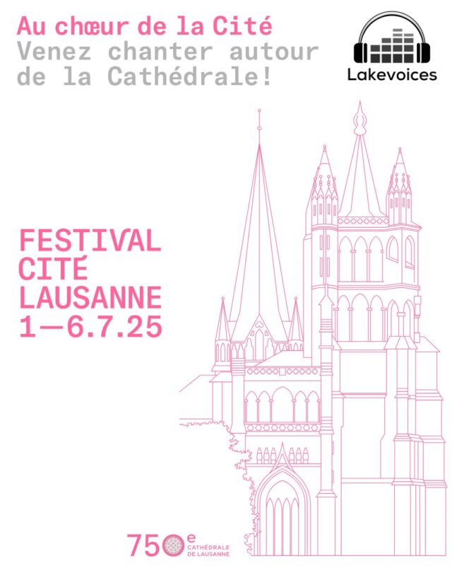 Lakevoices rejoint le Chœur de la Cité pour un événement exceptionnel.

À l’occasion des 750 ans de la Cathédrale de Lausanne, nous avons l’immense plaisir de participer à ce projet musical grandiose aux côtés de centaines de choristes, sous la direction de Johanna Hernandez.

📅 Samedi 5 juillet à 17h00
📍 Côté sud de la Cathédrale de Lausanne

Un moment unique à ne pas manquer – on vous attend nombreux pour célébrer ensemble en musique !

+ d’informations sur @festivalcite

#concert @villelausanne #lakevoices #chorale #festivalcite